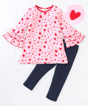 Load image into Gallery viewer, Hearts Sleeves Frill Top Leggings Set
