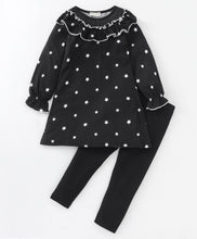 Load image into Gallery viewer, Polka Dot Neck Frill Top Leggings Set