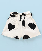Load image into Gallery viewer, Frilled Sleeves Top Belted Hearts Shorts Set