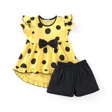 Load image into Gallery viewer, Polka Frill with Bow Top Shorts Set