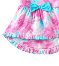 Load image into Gallery viewer, Tie and Dye Frill with Bow Top Shorts Set