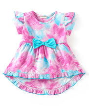 Load image into Gallery viewer, Tie and Dye Frill with Bow Top Shorts Set