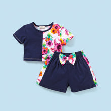Load image into Gallery viewer, Floral Color Block Top Shorts Set