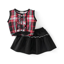 Load image into Gallery viewer, Frilled Checkered Top and Bow Skirt Set