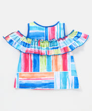 Load image into Gallery viewer, Frilled Tie Dye Cold Shoulder Top Shorts Set