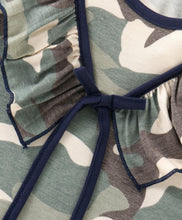 Load image into Gallery viewer, Camouflage V shape Frill Bow Top Short Set