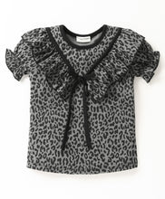 Load image into Gallery viewer, Animal Print V shape Frill Bow Top Short Set