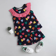 Load image into Gallery viewer, CrayonFlakes Soft and comfortable Hearts Printed Yoke Frill Set
