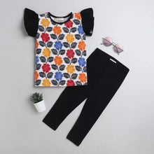 Load image into Gallery viewer, CrayonFlakes Soft and comfortable Floral with Frill Leggings Set