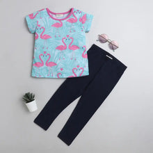 Load image into Gallery viewer, CrayonFlakes Soft and comfortable Flamingo Printed Leggings Set