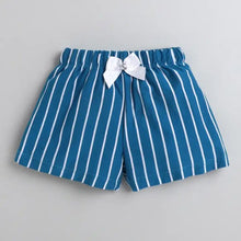 Load image into Gallery viewer, CrayonFlakes Soft and comfortable Striped Printed with Bow Short
