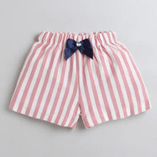 Load image into Gallery viewer, CrayonFlakes Soft and comfortable Striped Printed with Bow Short
