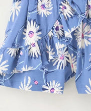 Load image into Gallery viewer, CrayonFlakes Soft and comfortable Floral with Frill Shorts - Blue