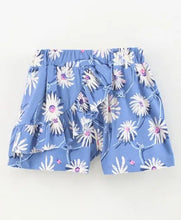 Load image into Gallery viewer, CrayonFlakes Soft and comfortable Floral with Frill Shorts - Blue
