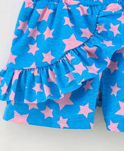 Load image into Gallery viewer, CrayonFlakes Soft and comfortable Stars with Frill Shorts - Blue