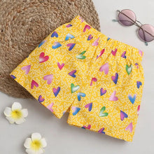 Load image into Gallery viewer, CrayonFlakes Soft and comfortable Hearts Printed Short - Yellow
