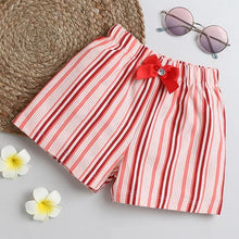 Load image into Gallery viewer, CrayonFlakes Soft and comfortable Striped Printed with Bow Short
