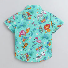 Load image into Gallery viewer, CrayonFlakes Soft and comfortable Jungle Printed Shirt - Sea Green