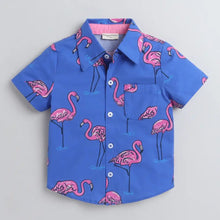 Load image into Gallery viewer, CrayonFlakes Soft and comfortable Flamingo Printed Shirt - Blue