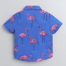 Load image into Gallery viewer, CrayonFlakes Soft and comfortable Flamingo Printed Shirt - Blue