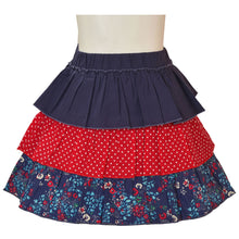 Load image into Gallery viewer, Navy Floral Print Tiered Skirt