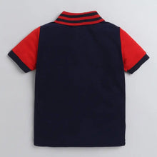 Load image into Gallery viewer, CrayonFlakes Soft and comfortable Solid Polo Collar Tshirt - Navy
