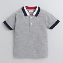 Load image into Gallery viewer, CrayonFlakes Soft and comfortable Solid Polo Collar Tshirt - Grey