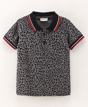 Load image into Gallery viewer, Animal Print Polo T-shirt - Grey