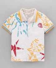 Load image into Gallery viewer, Floral Printed Polo T-shirt - Offwhite