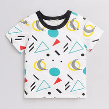 Load image into Gallery viewer, CrayonFlakes Soft and comfortable Geometric Shapes Tshirt - Offwhite
