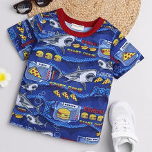Load image into Gallery viewer, CrayonFlakes Soft and comfortable Ocean with Whales Tshirt - Blue