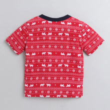 Load image into Gallery viewer, CrayonFlakes Soft and comfortable Jacquard Printed Tshirt - Red
