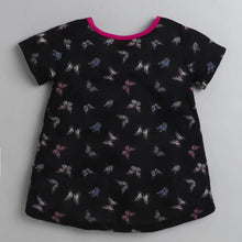 Load image into Gallery viewer, CrayonFlakes Soft and comfortable Butterfly Printed Yoke Top - Black
