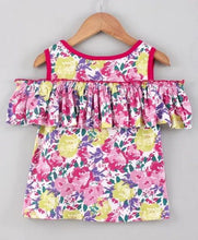 Load image into Gallery viewer, CrayonFlakes Soft and comfortable Cold Shoulder Frock Style Floral Printed Top