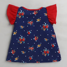 Load image into Gallery viewer, CrayonFlakes Soft and comfortable Floral with Sleeves Frill Top - Blue