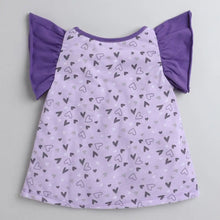 Load image into Gallery viewer, CrayonFlakes Soft and comfortable Hearts with Sleeves Frill Top - Purple
