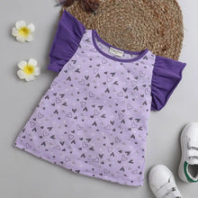 Load image into Gallery viewer, CrayonFlakes Soft and comfortable Hearts with Sleeves Frill Top - Purple
