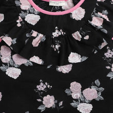 Load image into Gallery viewer, CrayonFlakes Soft and comfortable Floral with Front Frill Top - Black