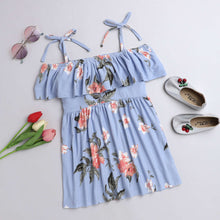 Load image into Gallery viewer, Floral Open Strap Frill Dress - Blue
