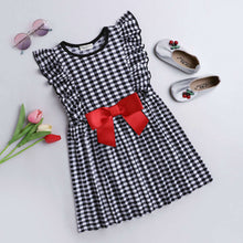 Load image into Gallery viewer, Front Frill with Bow Checkered Dress
