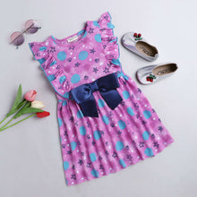 Load image into Gallery viewer, CrayonFlakes Soft and comfortable Front Frill with Bow Sea Shell Dress / Frock